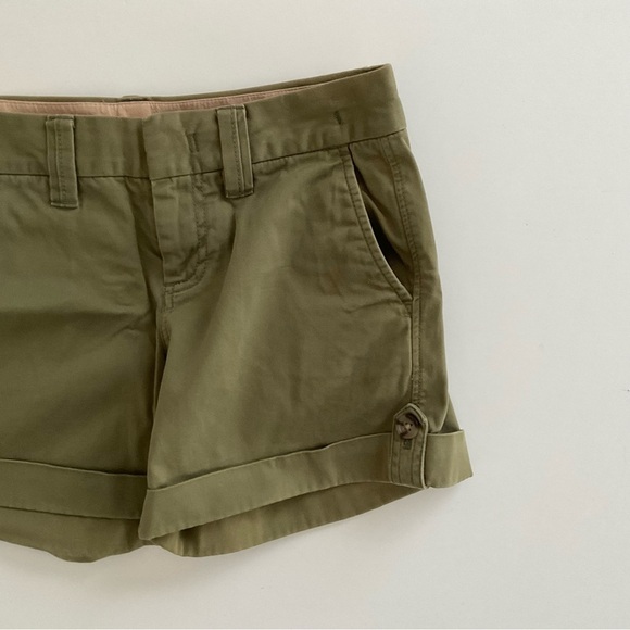 Banana Republic Roll Up Chino Short Sz 0 Olive Green Weekender Preppy - Picture 7 of 12